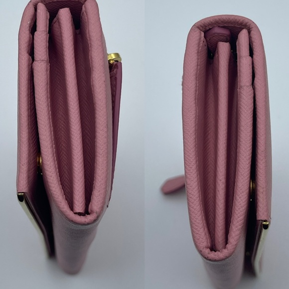 Prada Long leather Wallet in Peonia Saffiano Metal Pink Metallic w/ card holder - Picture 12 of 16